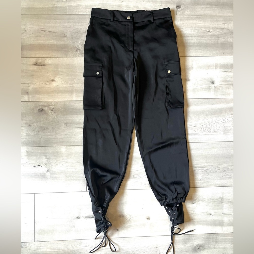 Revamped Black Pants with Lace-Up Detail at the ankle in size small